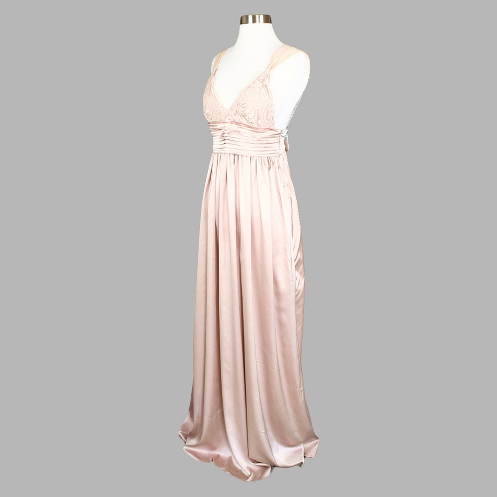 Blush Pink Satin Lace Maxi Dress - Picture 6 of 7